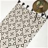 HOMESCAPES Tappeto in 100% cotone naturale e nero, 90 x 150 cm, per soggiorno, con motivo geometrico stampato decorativo e nappe