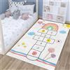 Xisnuient Tappeto Motivo con Cartoni Animati,Tappeti Interattivi per L'apprendimento e il Gioco Genitori-figli,Decorazione per Comodino per Camera da Letto,Sala Giochi per Bambini Carpet (White,80x160 cm)