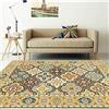 Rururug Quadrata Grandi Tappeto 200 x 200 cm Antiscivolo Lavabile Orientale tappeti Moderno Salotto Camera da Letto Vintage Soggiorno,Design patchwork floreale multicolore giallo 200 x 200 cm
