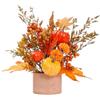 VRTYVEYBB Decorazione autunnale per feste di raccolto in vaso con orecchie di riso simulate di zucca, decorazione per Halloween, uso interno ed esterno da tavolo (arancione)