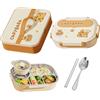 Yaztauho Lunch Box Set Per Bambini, Porta Pranzo Scomparti Capibara Panda, Contenitori Cibo Borsa Frigo Acciaio Per Picnic Scuola Outdoor Ufficio