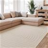 Interiyou Tappeto salotto pelo corto Lecce - 120x170 cm Crema - Stile boho scandinavo con effetto 3D alto-basso - Piatto con motivo geometrico