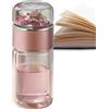 Tewzafiya Infusifie Tea | 280/350/420 Ml Bottiglia di Tè in Vetro | Bottiglia d'acqua a doppia parete | Bottiglia di tè e acqua separata | Tazza da tè portatile da viaggio con filtro in acciaio inox