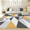 Jiaosa Tappeto Stile Geometrico Moderno Camera Soggiorno Tappetti Tappeto da salotto morbido e resistente dal design a triangolo giallo grigio lavabile prevenire la muffa Tapetti Giallo 160X230CM