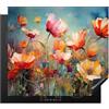 KitchenYeah© Coperchio Piano Cottura Cucina Copri Fornelli Tappetino | 60x52 cm - Induzione Antiscivolo Piastra Protezione Fiori - Colori - Pittura
