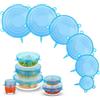 DAILY KISN 6 coperchi elastici in silicone, zero rifiuti, riutilizzabili per avanzi di cibo, frutta, barattoli, barattoli (blu)