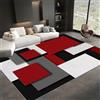 Generico Tappeto Salotto 180x270cm Geometria Grigio Rosso Quadrati Tappeti Soggiorno Antiscivolo Lavabile, Tappeto Pelo Corto per Camera da Letto Sala da Pranzo Cucina, Tappeto Decor Interno
