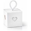 C.X.Y. 50 Scatola Cubo Cassetta in cartoncino teso Con Cordino Cuore Porta Confetti due misure (BIANCO, 8.5)