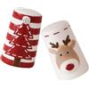 OUNONA Set 2 Pezzi Barattolini Spezie in Ceramica Design Natalizio Cartoon, Contenitori Saliera e Pepiera Salvaspazio per Cucina e Bbq All'aperto