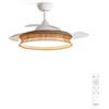 CREATE WINDCLEAR RATTAN/Ventilatore a soffitto con illuminazione, nodo bianco con telecomando, 6 velocità, funzionamento invernale estivo, ali retrattili, programmabili, 40 W, Ø 107 cm