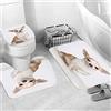 JIFOME Set di Tappetini da Bagno in 3 Pezzi,Cute Fashion Animal Seduta Chihuahua Good Dog Mammifero Pet Pelliccia ,Tappetino da Bagno Assorbente Antiscivolo, Tappeto a Forma di U e Coperchio del WC Lavabile