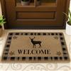 Generic Zerbino con cervo, rustico con foglie di benvenuto autunnali, marrone, lavabile, a basso profilo, per casa, ufficio, esterno, interno, ingresso, decorazione, 73 x 43 cm