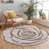 Generic Tappeto Rotondo 100 cm per Camera Letto Ufficio,Tappeto rotondo lavabile antiscivolo Semplice Rosa Texture Linee motivi, Marrone Bianco Flanella Short Liner Morbido e Confortevole Durevole