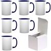 AL PRODUCTION Set Tazze per Sublimazione in Ceramica Bianca 330ml - Tazza Mug di Categoria AAA inclusa di Scatola per Gadget e Personalizzazioni - Made in Italy (Blu, 6 Unità)