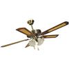 GrecoShop Ventilatore Agitatore da Soffitto 5 Pale 4 Luci Tulipano Ottone con Predisposizione Telecomando ***** ATTENZIONE!!! Telecomando NON incluso *****