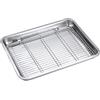 Folpus Teglia in Acciaio Inox con Griglia di Raffreddamento, Leccarda per Forno Rettangolare, Materiali Sicuri, Antiruggine e Facilissima da Pulire per Croccante, Frittura e Barbecue, 45 x 35 x 4.8 cm