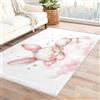 UUZEAI Tappeto Coniglio Rosa per Cameretta Bambina, Tappeti Lavabili con Motivo Stelle e Nuvole, Tappeti Antiscivolo per Soggiorno e Camera da Letto 140x200cm