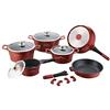 Royalty Line Set 14 Pezzi in Pietra LAVICA PENTOLE PADELLE e Coperchio per Uso Professionale E Domestico, Modello RL-ES1014M (Borgogna)