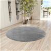 Teppium Tappeto Rotondo Grigio 80 cm Tappeto a Pelo Corto Lavabile, Rotondo, Antiscivolo e Morbido, Design Monocromatico Moderno per Soggiorno, Camera da Letto, Cucina e Cameretta
