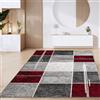 Paco Home Tappeto Salotto Pelo Corto Motivo Marocchino Cerchi E Bordature Moderno, Dimensione:80x150 cm, Colore:Rosso 2