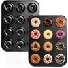 Lawei 2 pezzi Stampo per Ciambelle 12 Ciambelles Antiaderenti Teglia da Forno per Dolci Torte Ideali per Realizzare Cupcake Muffin Cioccolato - 28 x 40 x 2 cm