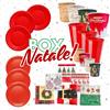 RFD Set Tavola Natale - 60 Piatti Piani e 60 Piatti Fondi Rossi 100 Tovaglioli Fantasia Natalizia 150 Bicchieri 200 ml, 150 Bicchieri 75 ml e 150 Bicchieri 180 ml Perfetto per Feste ed Eventi in Famiglia