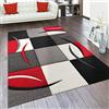 Paco Home Tappeto salotto moderno pelo corto - motivo a quadri e righe 3D, antiscivolo, Dimensione:80x300 cm, Colore:Rosso