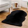 Tomifine Faux Tappetto di Pelle di Pecora Tappeti, Imitazione Lana Tappeti Salotto Moderni Shaggy Decorativo In Lana Scendiletto Lungo Tappeto Per La Camera Da Letto (60 x 120 cm,Nero)