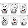 PLATINUX Set di 6 bicchieri da shot con volti divertenti, da 2,5 cl, in vetro