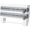 LVYXON Organizer 3 in 1 per pellicola con taglierino, dispenser per fogli di alluminio, porta asciugamani di carta, soluzione salvaspazio per riporre facilmente i rotoli e compatibilità versatile (grigio)