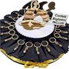 Sindy Bomboniere Torta bomboniere 18 anni nero e oro corno portachiavi confetti e biglietti inclusi (20 fette)