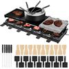 PEILU 1650W Griglia per Raclette per 12 Persone Griglia da Tavolo a Due Piani con Antiaderente, Piastra in Pietra, Piccole Tazze, Spatola in Legno, Pentola per Zuppa e Cavo in Acciaio Inox per