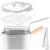 CRNXOMP Pentola per friggitrice in acciaio inox con cestello e manico, padella quadrata portatile con coperchio, friggitrice multifunzionale per friggere pesce, pollo e patatine fritte. (vestito 2)