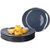 MÄSER Set di 6 piatti piani, ovali, in gres blu scuro, per 6 persone, piatti grandi per pasti principali, per grigliare e Co