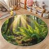 ALTCIRNMD Tappeto Rotondo Grande Foresta Del Sole 3D Design,Scenario Naturale Stampa Grandi Antiscivolo Tondo Moquette,Soggiorno Bambini Camera,Cucina,Bagno,Domestica Decor,160Cm Verde