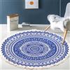 Tomifine Tappeto con Nappe Bohémien Tappeto Lavabile, Tappeti da Salotto rotondo, Tappeto Stampato Ingresso Tessuto Stampato per Camera da Letto, Cucina (100cm,Blu Scuro)