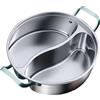 Chencunquangod Pentola calda divisa a 2 sezioni, pentola antiaderente in acciaio inossidabile 316, spessa per fornelli a gas a induzione, adatta per pentole calde, shabu, zuppe, fonduta (34 cm)
