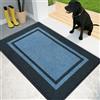 PURRUGS Zerbino cattura sporco, 61 x 91,4 cm, antiscivolo, lavabile in lavatrice, raschietto per scarpe, tappetino di benvenuto super assorbente, per scarpe e zampe bagnate fangose, azzurro e blu navy