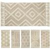 Olivo Tappeti OLIVO.shop Tappeto Bagno in Cotone, Tappeti Bagno Moderni, Lavabile, Tappeto in Cotone, Tappeto Multiuso, Cucina, Ingresso vari disegni e misure Beige CORSICA (50x90 cm, Ethnic)
