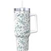 YWSOTRE Felce libellula blu botanica,Tazza Ice Bully da 40 oz con manico, in acciaio inossidabile, con borraccia