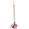 Aqbau |Set scopa e paletta a manico lungo - spazzola verticale e paletta - utensili in legno e metallo - set di Paletta e Spazzola con Manico Lungo (rosa)