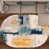 KTYUTJDH Tappeto Soggiorno Camera da letto Salotto Moderno Antiscivolo Lavabile Pelo corto,Design moderno blu navy giallo ocra, blu ottanio arancione, grigio kaki,Blue,Oval 80 x 120 cm
