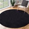 the carpet Relax Tappeto moderno a pelo corto, soggiorno, fondo antiscivolo, lavabile fino a 30 gradi, morbidissimo, aspetto pelliccia, Nero, 200 cm Rotondo