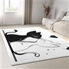 Generico Tappeto Soggiorno 80x150 cm, Tappeto Salotto Gatto innamorato cartoni animati bianco nero Morbido Scendiletto Camera da Letto In Bianco E Nero Tappeti Lavabili per Cameretta Bambino Ufficio Cucina