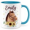 Pagma Druck Tazza con cavalli personalizzata, personalizzabile con il nome desiderato, tazza da caffè 330 ml, in ceramica - proprio nome cavallo disegno ragazza donna idea regalo personalizzabile pony tazza caffè