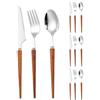 Royal Shang Youpin Manico in Legno Cucina Acciaio Inossidabile Posate Stoviglie Posate Coltelli Forchette Cucchiai Set (Legno di rosa,12 pezzi)
