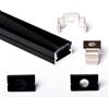 AFTERTECH 1x 3metri 1207N 12x7mm Profilo Alluminio NERO Minimal Per Strisce Strip LED Barra Rigida INTERA 3MT + Copertura NERA (1x 3metri 1207nero nero)