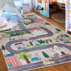 Mazovia Tappeto Salotto - Tapeto Stampato Pelo Corto - Morbido Tappeto Camera da Letto - Antiscivolo Tapeto EMMA - Tappeto Bambini Motivo Città e Via - Beige Crema Multicolore 80x150cm