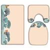 A.Monamour Set Tappeti Bagno 3 Pezzi Completo Acquerello Scena Della Città Casa Sull'Albero Sfondo Rosa Antiscivolo Morbidi Assorbente Lavabile Tappetini per Il Bagno WC Bidet