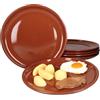 MamboCat Set 6 piatti piani in terracotta Ø 28,5 cm 6 persone Piastra per bistecca Piastra per grigliare Piastra di servizio Mediterranea smaltata Pezzo unico fatto a mano Mercato medievale
